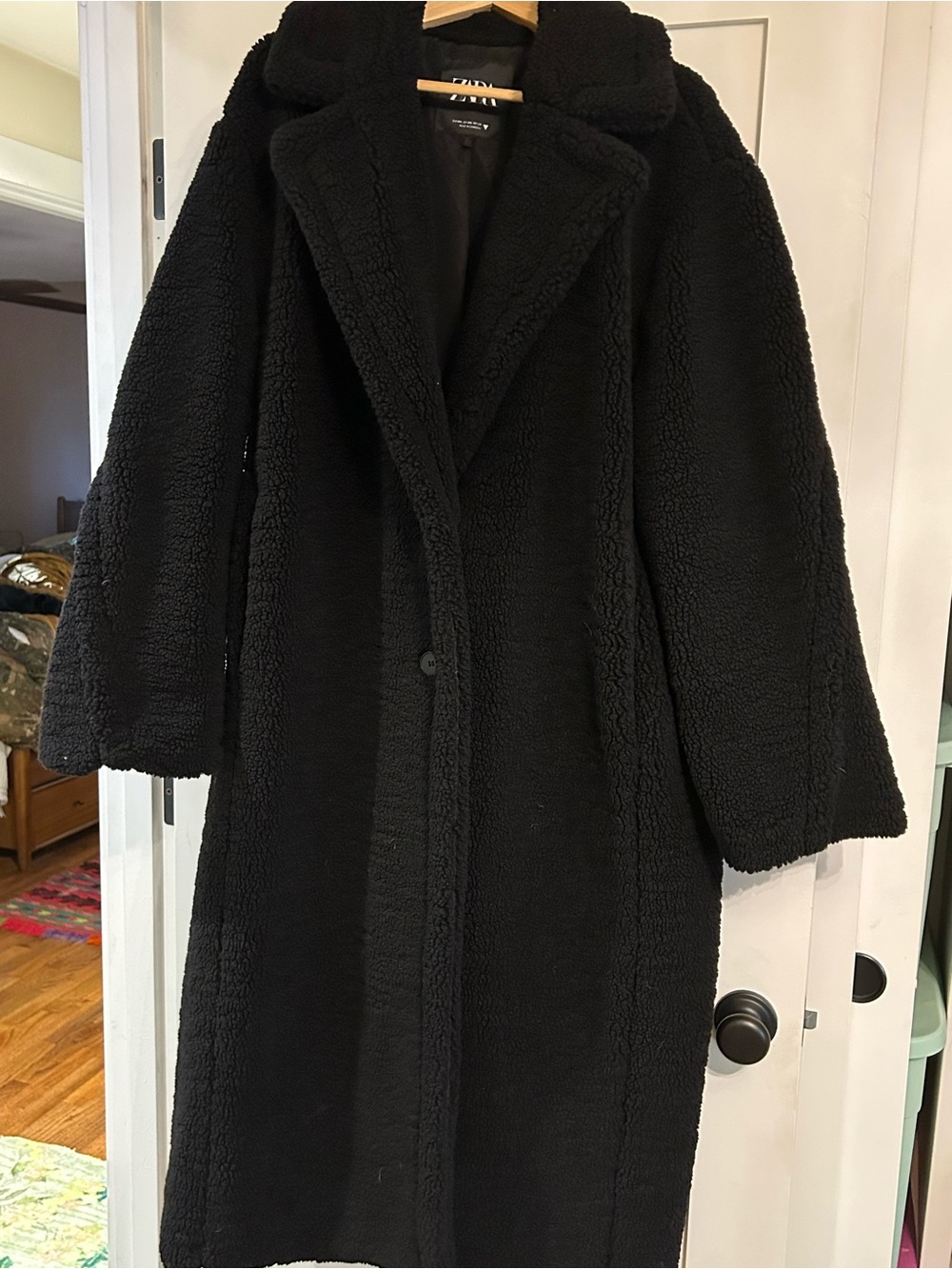 Black Teddy Long Coat - Women's Luxe Faux Shearling Jacket Zara
